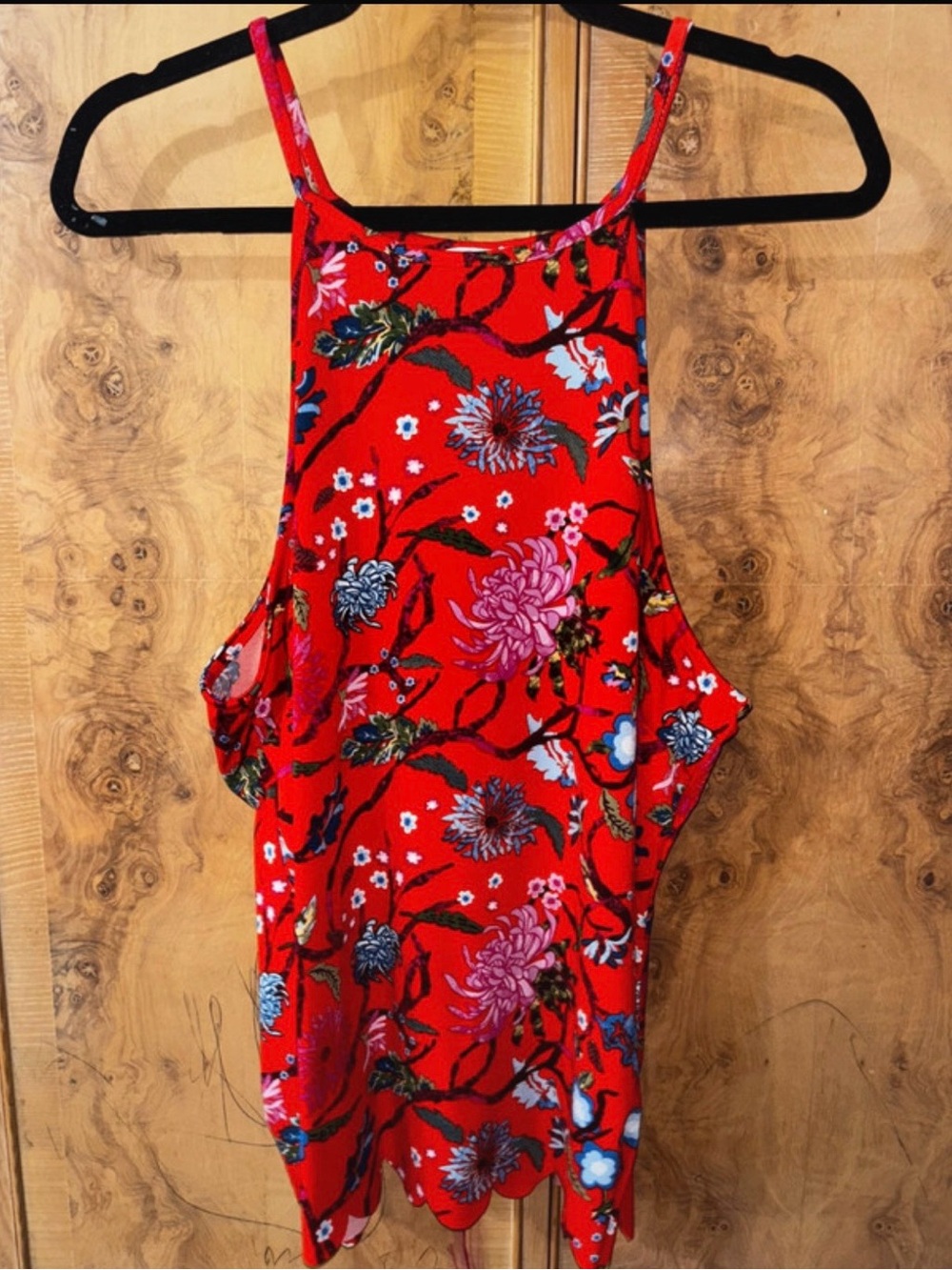 Red Floral High-Neck Women’s Tank Top size 2XL